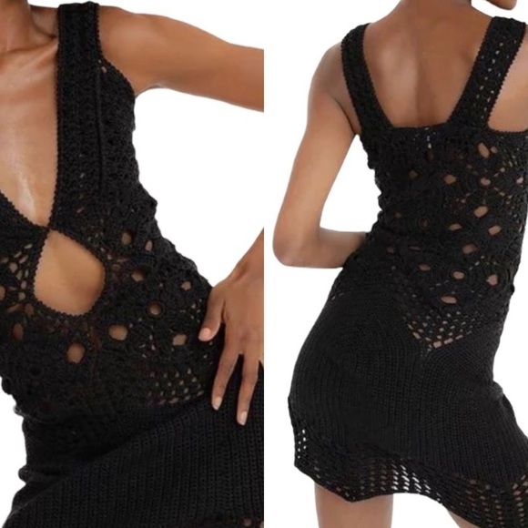 Tach Clothing New With Tags Fauna Crochet Dress In Black Size Large - Picture 3 of 15